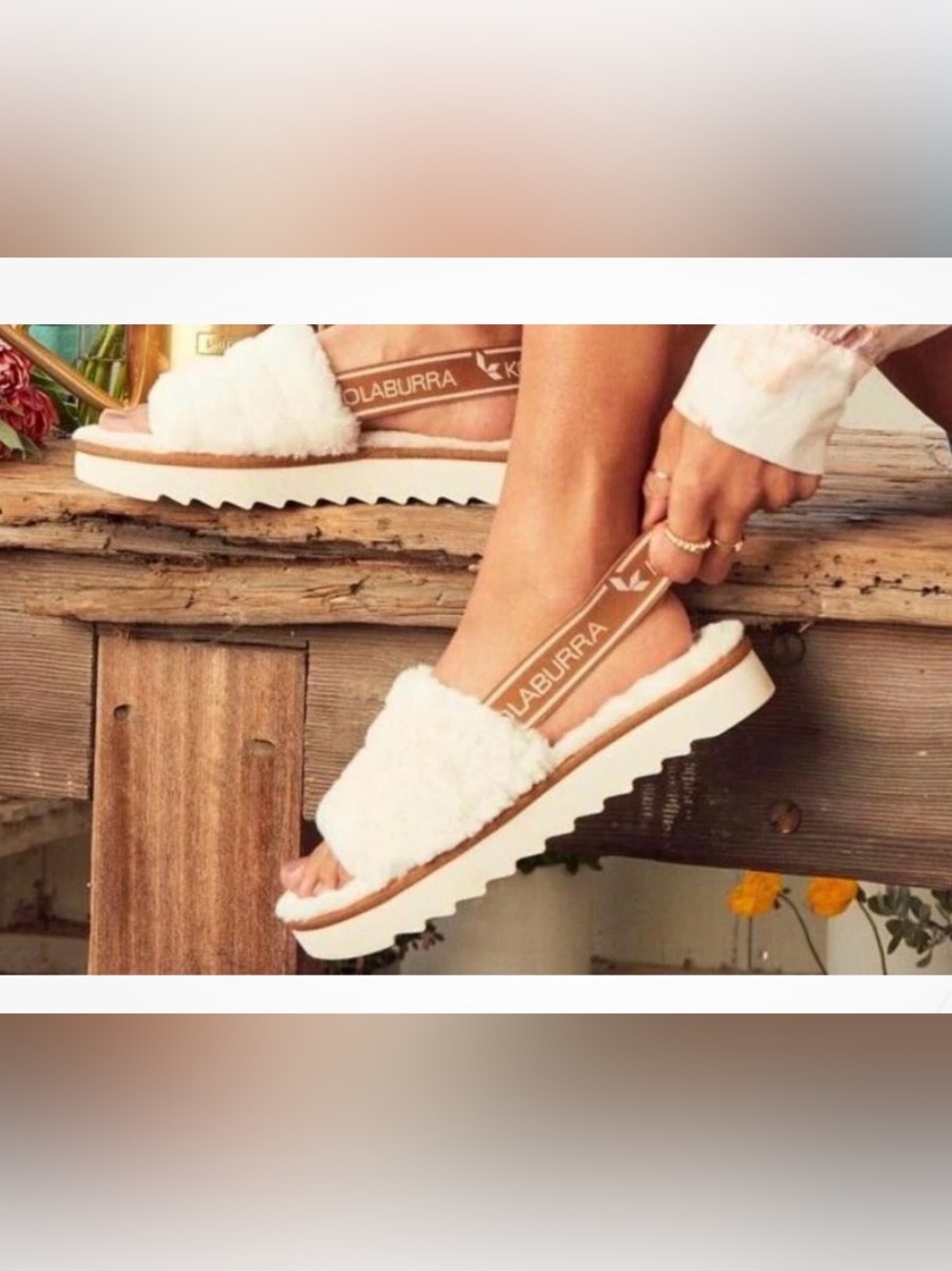 Koolaburra by UGG Natural Fuzz'N II Womens Size 11 Beige Slippers EUC